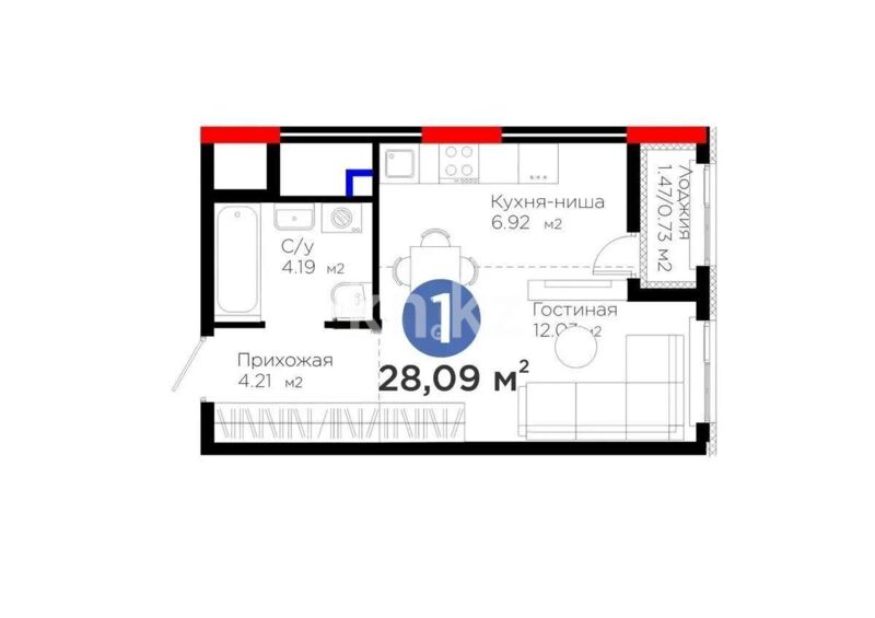 Продажа 1-комнатной квартиры, 28 м² - Недвижимость в Астане - страница 4 фото 1 из 1