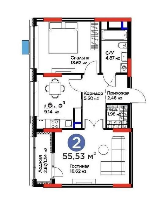 Продажа 2-комнатной квартиры, 56 м² - Продажа двухкомнатных квартир в р-не Есиль Астаны - страница 41 фото 1 из 1