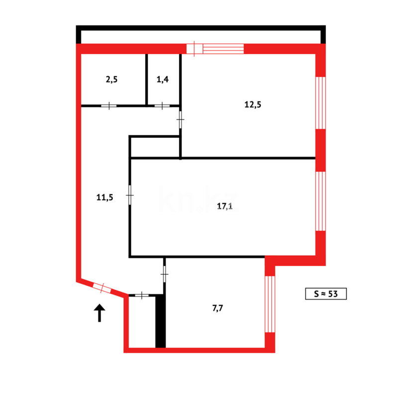 Продажа 2-комнатной квартиры, 56 м² - Продажа двухкомнатных квартир в Темиртау - страница 4 фото 5 из 5