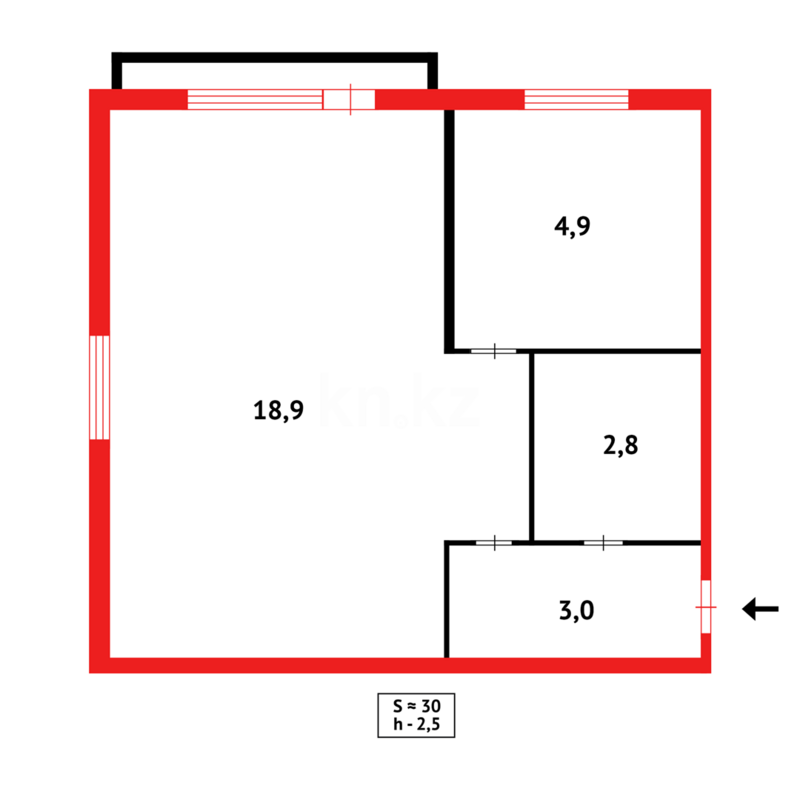 Продажа 1-комнатной квартиры, 32 м² - Продажа однокомнатных квартир в Темиртау - страница 7 фото 5 из 5