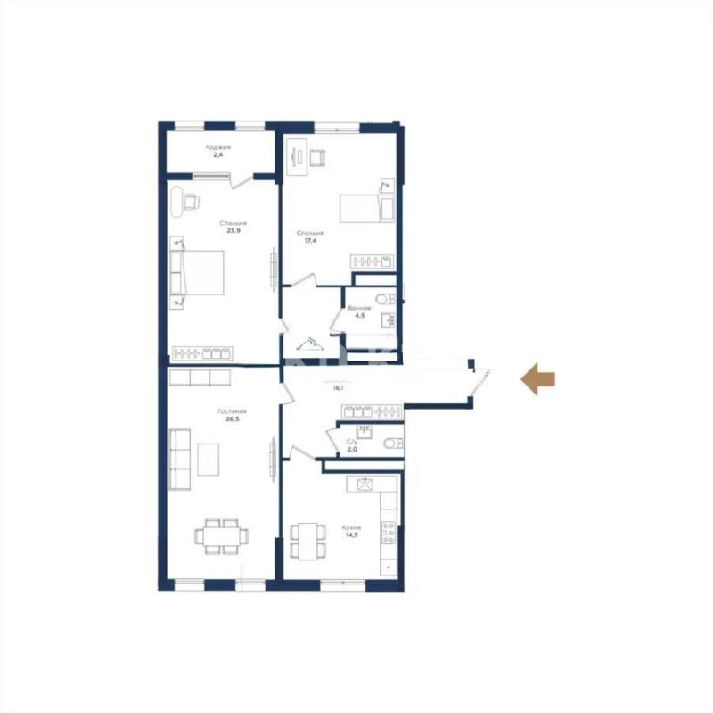 Продажа 3-комнатной квартиры, 109.5 м² - Продажа трехкомнатных квартир в монолитно-каркасном доме в Казахстане - страница 92 фото 5 из 5