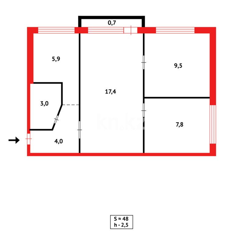 Продажа 3-комнатной квартиры, 47 м² - Продажа трехкомнатных квартир в Караганде - страница 49 фото 11 из 11