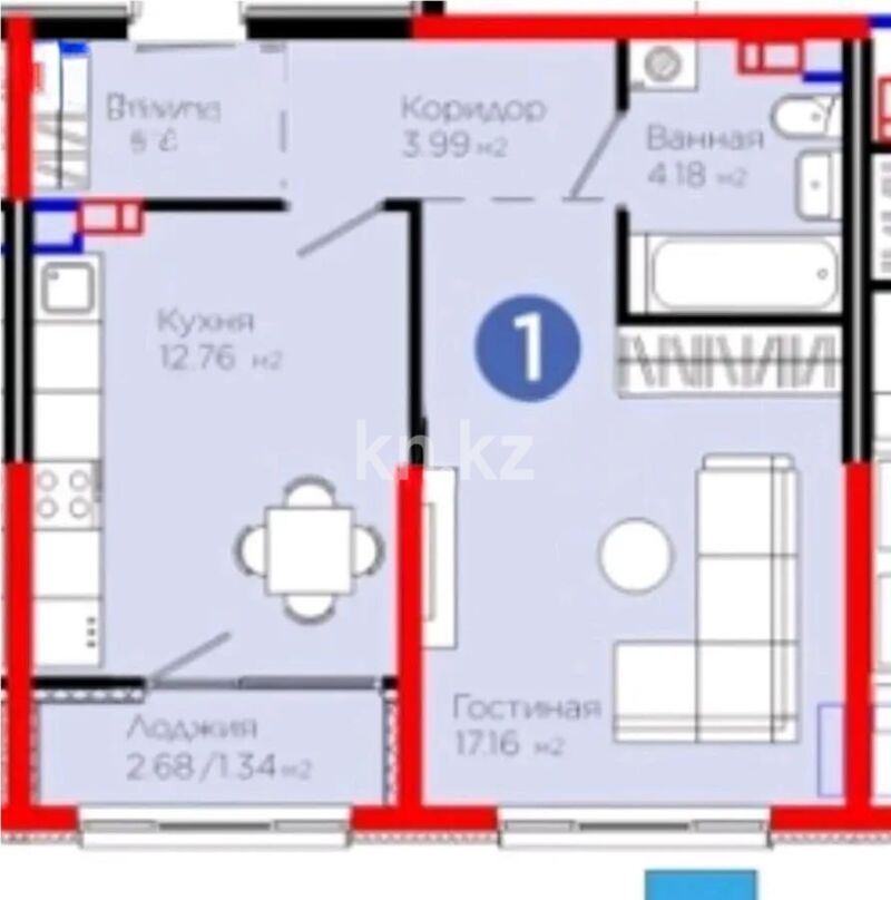 Продажа 1-комнатной квартиры, 42.43 м² - Продажа квартир от собственников в Алматы - страница 31 фото 3 из 3