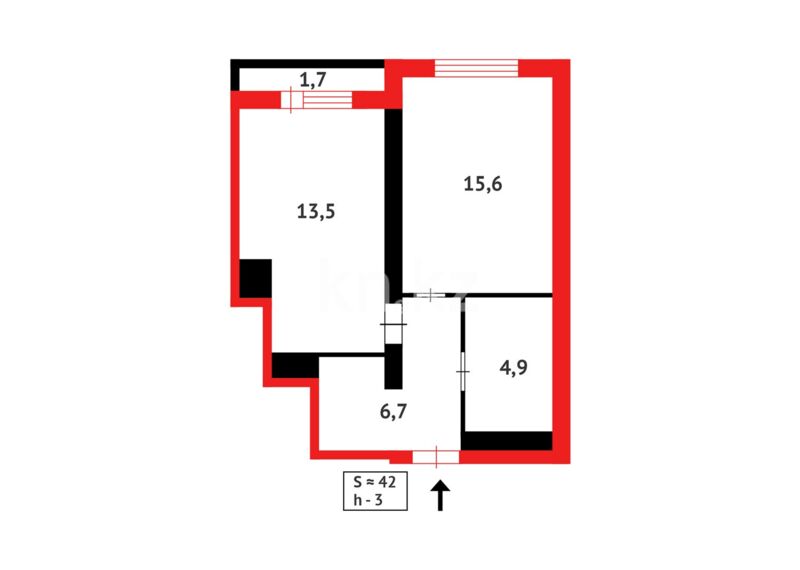 Продажа 1-комнатной квартиры, 42.4 м² - Продажа квартир в монолитно-каркасном доме в Казахстане - страница 452 фото 9 из 9