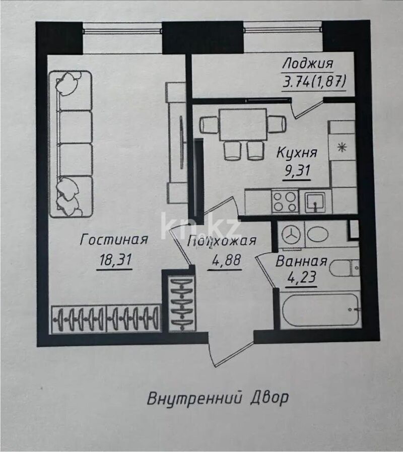 Продажа 1-комнатной квартиры, 38.6 м² - Продажа однокомнатных квартир от собственников в Астане - страница 8 фото 1 из 1