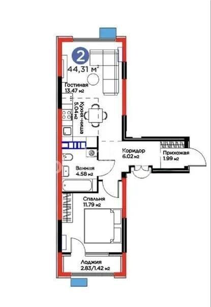 Продажа 2-комнатной квартиры, 44.3 м² - Продажа двухкомнатных квартир в Турксибском р-не Алматы - страница 15 фото 1 из 1