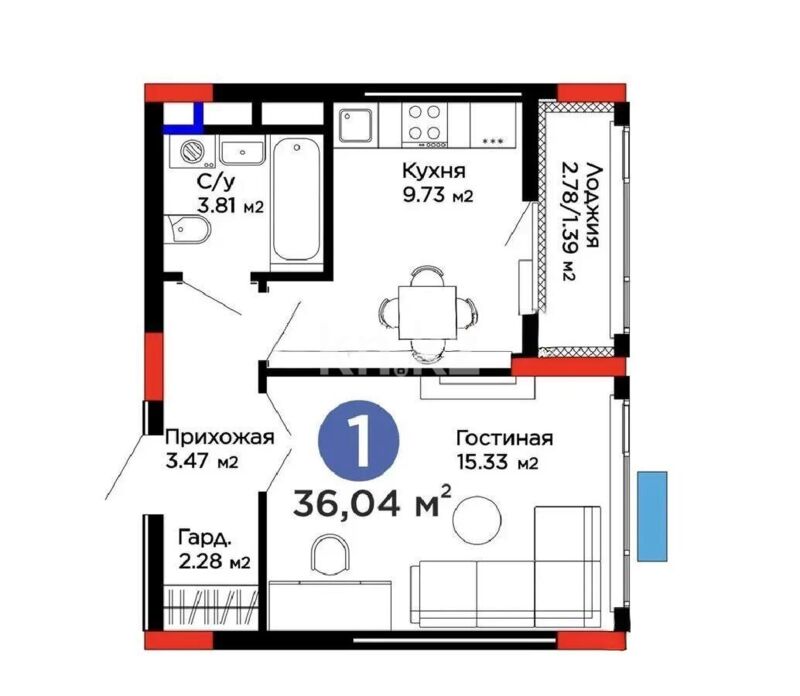 Продажа 1-комнатной квартиры, 36 м² - Продажа однокомнатных квартир от собственников в Астане - страница 26 фото 4 из 4