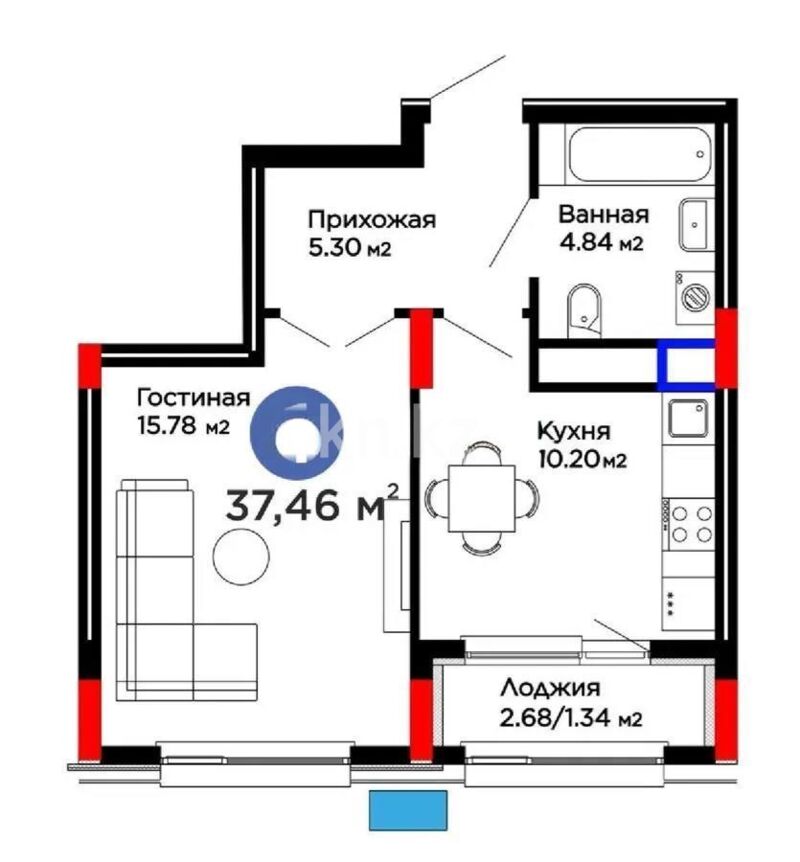 Продажа 1-комнатной квартиры, 37 м² - Продажа квартир в монолитно-каркасном доме в Караганде - страница 10 фото 4 из 4