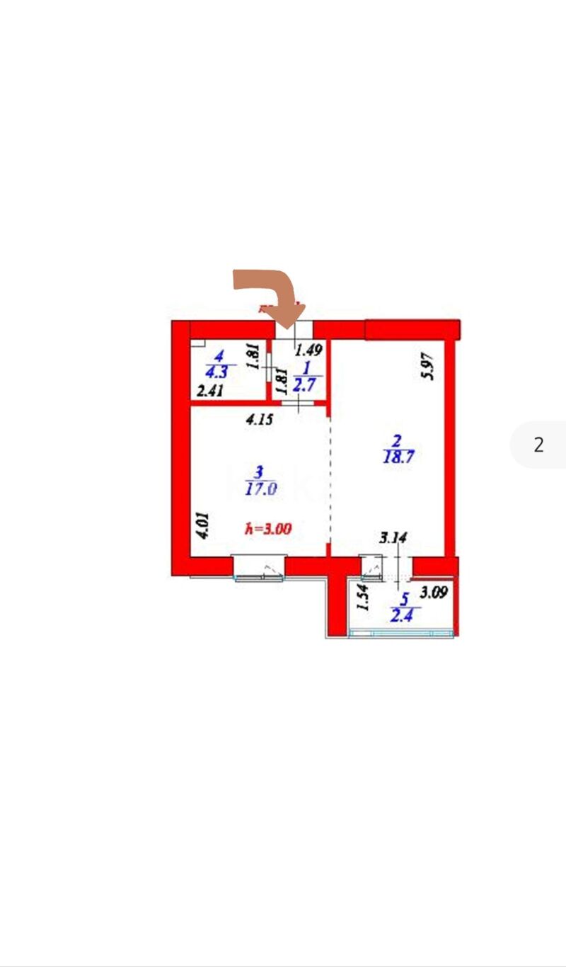 Продажа 1-комнатной квартиры, 45.1 м² - Продажа однокомнатных квартир в Астане - страница 49 фото 2 из 6