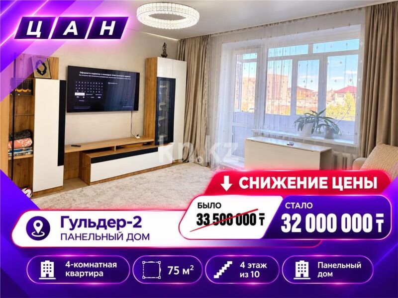 Продажа 4-комнатной квартиры, 75 м² - Продажа квартир в Караганде - страница 88 фото 1 из 21