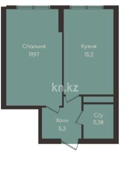 Продажа 1-комнатной квартиры, 45.85 м² - Продажа однокомнатных квартир в монолитно-каркасном доме в Алматы - страница 6 фото 1 из 8
