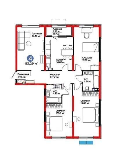 Продажа 4-комнатной квартиры, 113.29 м² - Продажа четырехкомнатных квартир от собственников в Алматы - страница 2 фото 7 из 7