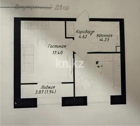 Продажа 1-комнатной квартиры, 42 м² - Продажа квартир в кирпичном доме в Казахстане - страница 44 фото 1 из 1