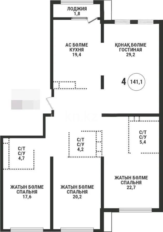Продажа 4-комнатной квартиры, 143 м² - Продажа квартир в кирпичном доме в Алматы - страница 10 фото 4 из 4