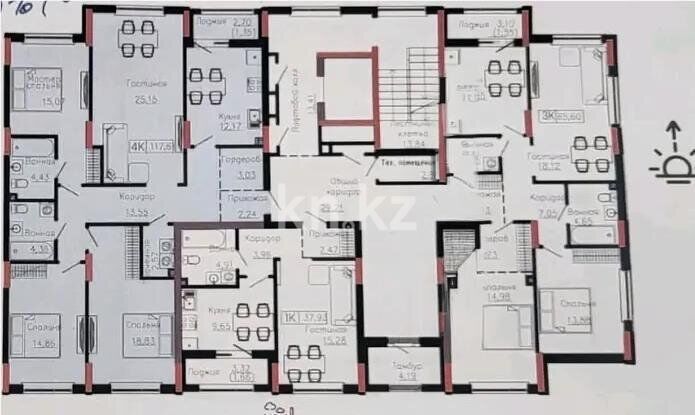 Продажа 4-комнатной квартиры, 117.61 м² - Продажа квартир в Казахстане - страница 186 фото 1 из 1