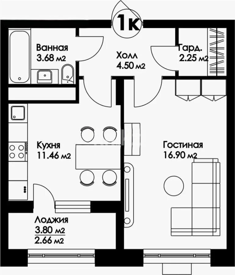 Продажа 1-комнатной квартиры, 41.45 м² - Продажа недвижимости в Астане - страница 16 фото 3 из 3
