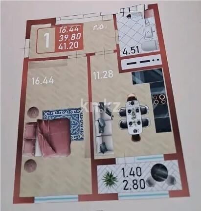 Продажа 1-комнатной квартиры, 42.1 м² - Продажа однокомнатных квартир в р-не Сарайшык Астаны - страница 24 фото 1 из 1