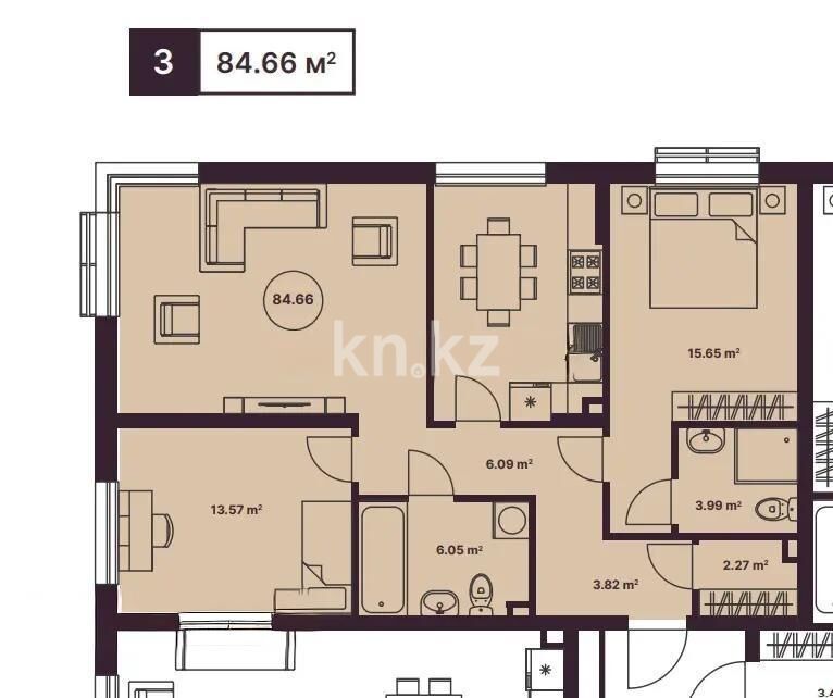 Продажа 3-комнатной квартиры, 85 м² - Продажа трехкомнатных квартир в Наурызбайском р-не Алматы - страница 10 фото 1 из 1