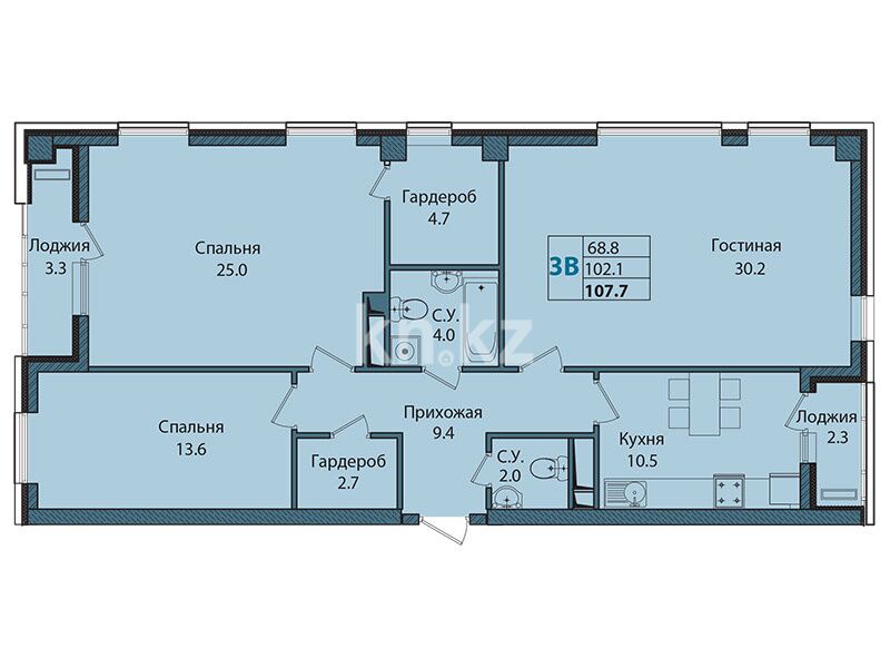 Продажа 3-комнатной квартиры, 105 м² - Продажа квартир в Казахстане - страница 7 фото 3 из 12