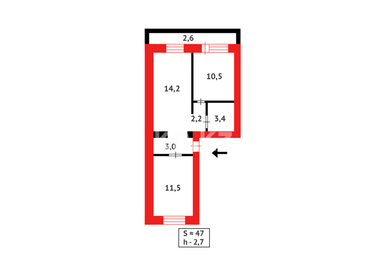 Продажа 2-комнатной квартиры, 47 м² - Продажа двухкомнатных квартир в кирпичном доме в Казахстане - страница 125 фото 7 из 7