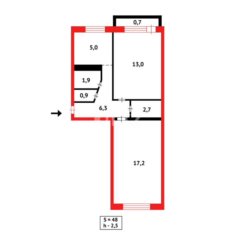 Продажа 2-комнатной квартиры, 48 м² - Продажа двухкомнатных квартир в Майкудуке Караганды - страница 11 фото 7 из 7