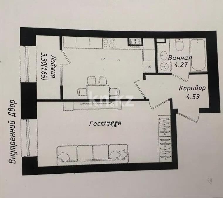 Продажа 1-комнатной квартиры, 43.31 м² - Продажа однокомнатных квартир в р-не Сарайшык Астаны - страница 9 фото 1 из 1