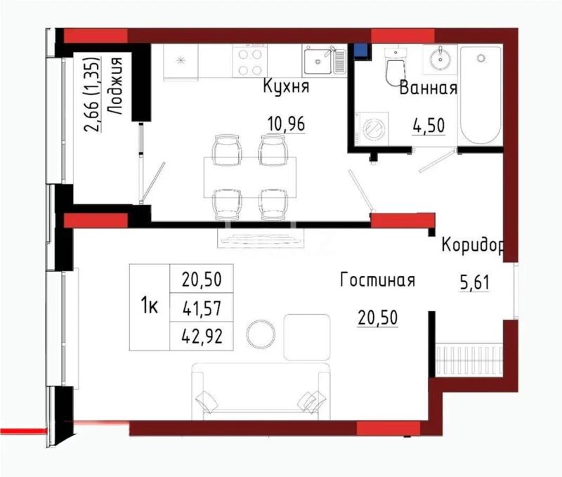 Продажа 1-комнатной квартиры, 43 м² - Продажа однокомнатных квартир в р-не Нура Астаны - страница 33 фото 1 из 1