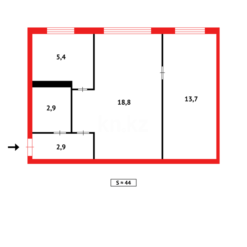 Продажа 2-комнатной квартиры, 46 м² - Продажа двухкомнатных квартир в панельном доме в Темиртау - страница 11 фото 6 из 6