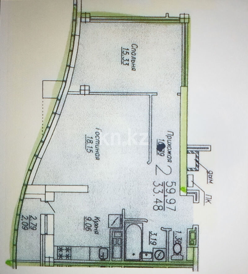 Продажа 2-комнатной квартиры, 60 м² - Продажа квартир в монолитном доме в Астане - страница 2 фото 1 из 6