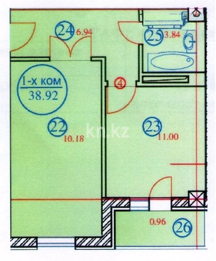 Продажа 1-комнатной квартиры, 38.92 м² - Продажа однокомнатных квартир в блочном доме в Астане - страница 2 фото 1 из 1