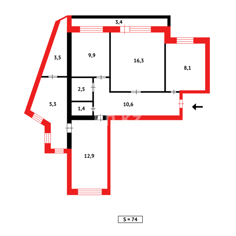 Продажа 3-комнатной квартиры, 73 м² - Продажа трехкомнатных квартир в Майкудуке Караганды - страница 11 фото 13 из 13