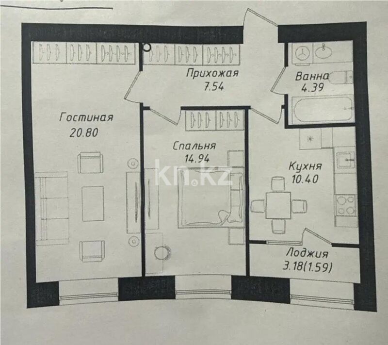 Продажа 2-комнатной квартиры, 59.66 м² - Продажа двухкомнатных квартир от собственников в Казахстане - страница 44 фото 1 из 1