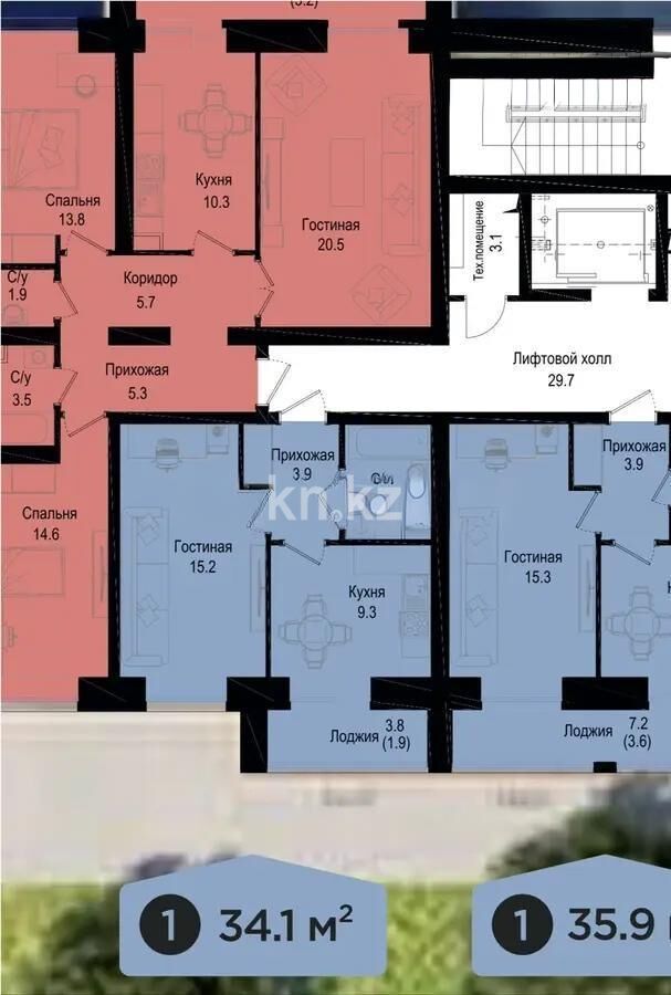 Продажа 1-комнатной квартиры, 34.1 м² - Продажа однокомнатных квартир в р-не Нура Астаны - страница 31 фото 1 из 1