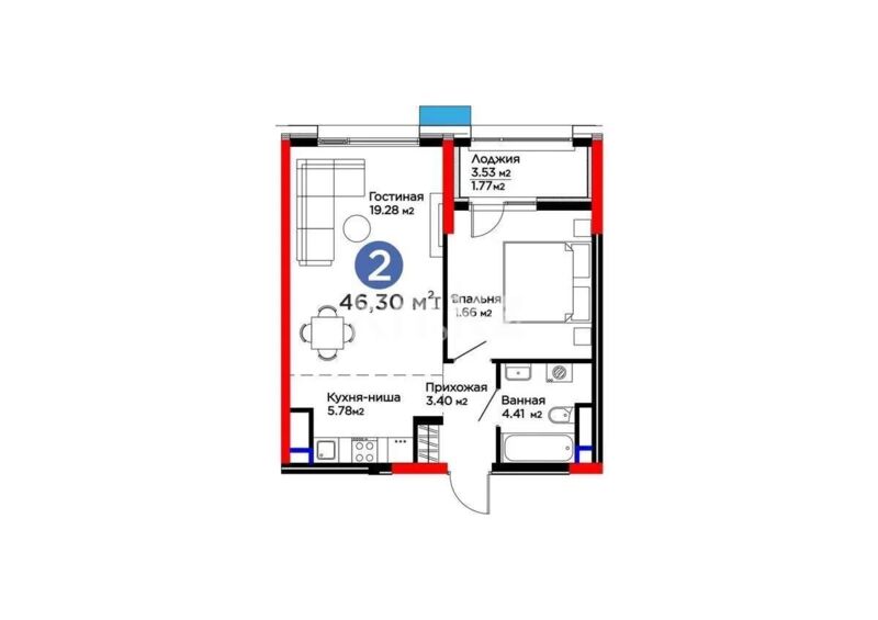 Продажа 2-комнатной квартиры, 46.3 м² - Продажа двухкомнатных квартир в р-не Нура Астаны - страница 52 фото 1 из 1