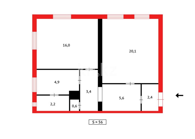 Продажа 2-комнатной квартиры, 56 м² - Продажа квартир в кирпичном доме в Казахстане - страница 47 фото 10 из 10