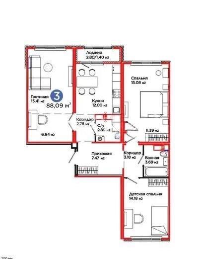 Продажа 3-комнатной квартиры, 88 м² - Продажа трехкомнатных квартир в блочном доме в Казахстане - страница 42 фото 1 из 1