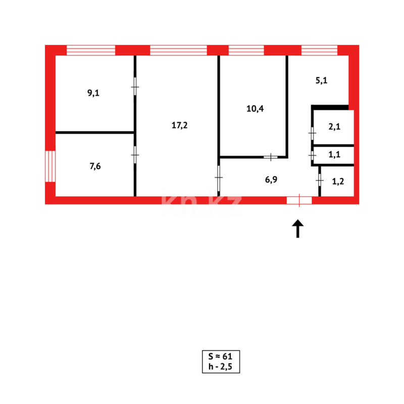 Продажа 4-комнатной квартиры, 60 м² - Продажа четырехкомнатных квартир в панельном доме в Казахстане - страница 3 фото 4 из 4