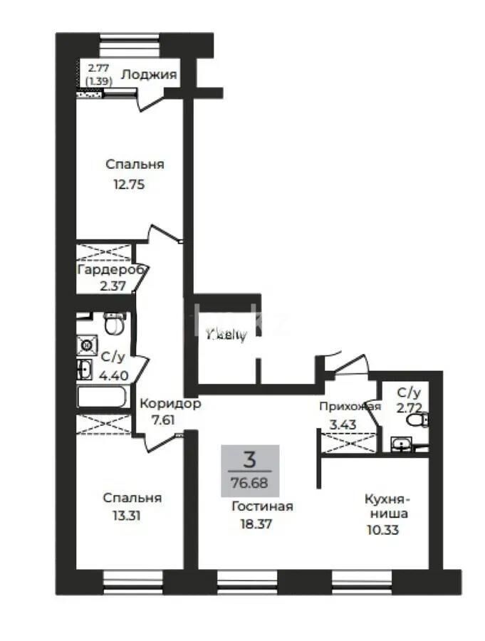 Продажа 3-комнатной квартиры, 77 м² - Продажа квартир в новостройках Астаны - страница 45 фото 1 из 1