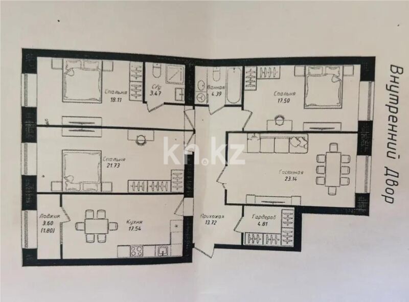 Продажа 4-комнатной квартиры, 126.21 м² - Продажа четырехкомнатных квартир в кирпичном доме в Казахстане - страница 16 фото 1 из 1