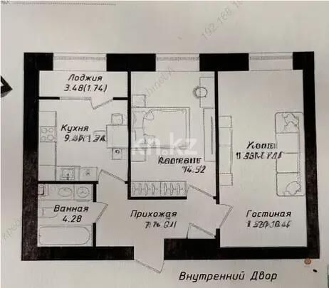 Продажа 2-комнатной квартиры, 57 м² - Продажа квартир в кирпичном доме в Астане - страница 35 фото 1 из 1
