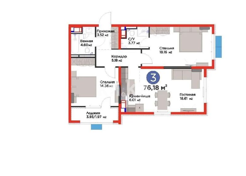 Продажа 3-комнатной квартиры, 76.16 м² - Продажа квартир в Казахстане - страница 14 фото 5 из 5