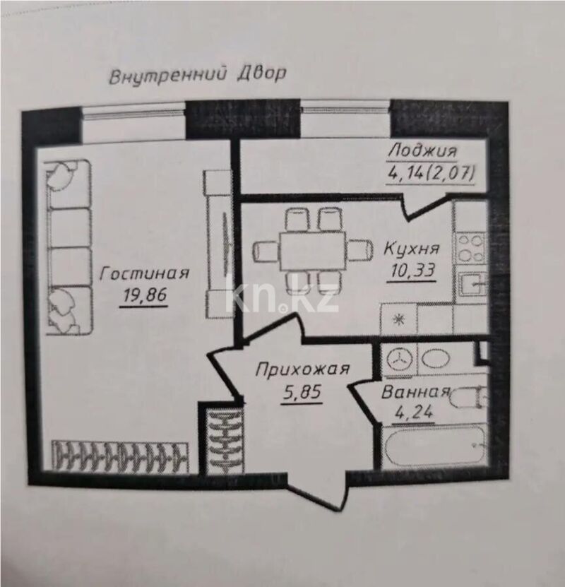Продажа 1-комнатной квартиры, 42.35 м² - Продажа однокомнатных квартир в Астане - страница 19 фото 1 из 1