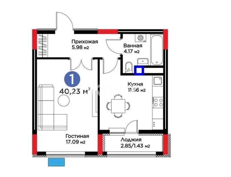 Продажа 1-комнатной квартиры, 40 м² - Продажа однокомнатных квартир в р-не Сарайшык Астаны - страница 24 фото 1 из 1