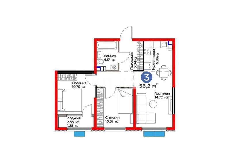 Продажа 3-комнатной квартиры, 56.2 м² - Продажа трехкомнатных квартир в Алатауском р-не Алматы - страница 12 фото 5 из 5