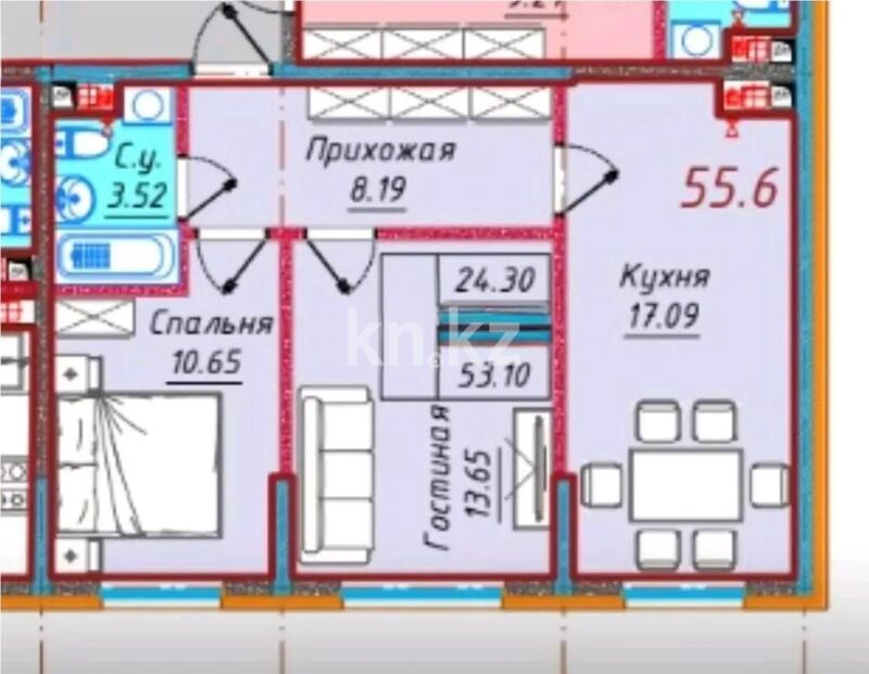 Продажа 2-комнатной квартиры, 55.6 м² - Продажа двухкомнатных квартир в Турксибском р-не Алматы - страница 11 фото 1 из 1