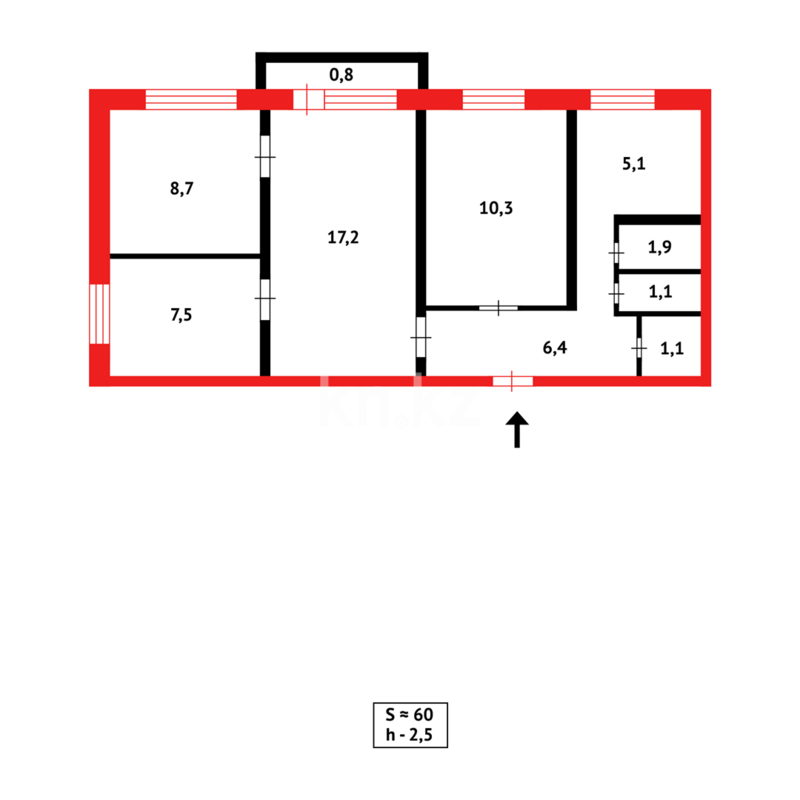 Продажа 4-комнатной квартиры, 61.1 м² - Продажа четырехкомнатных квартир в панельном доме в Казахстане - страница 18 фото 1 из 1
