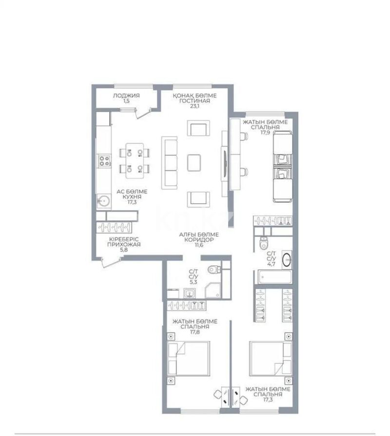 Продажа 4-комнатной квартиры, 122 м² - Продажа квартир в монолитном доме в Алматы - страница 6 фото 1 из 1