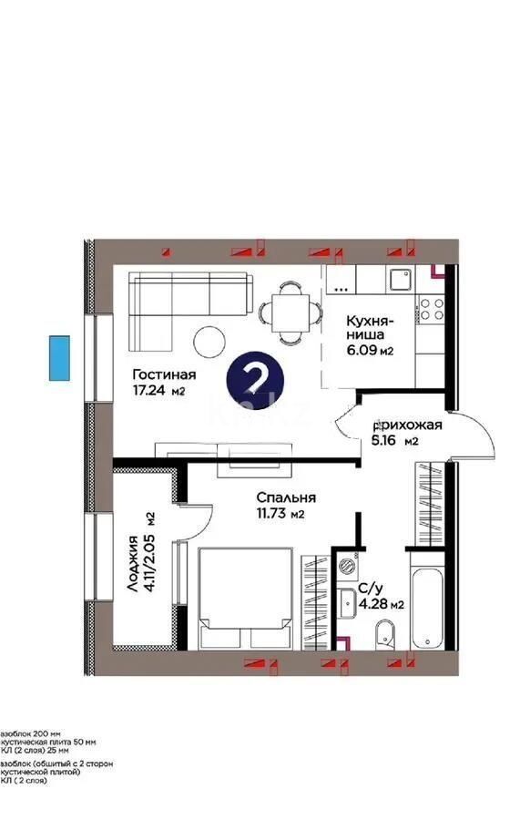 Продажа 2-комнатной квартиры, 46.56 м² - Продажа двухкомнатных квартир в блочном доме в Астане - страница 39 фото 1 из 1