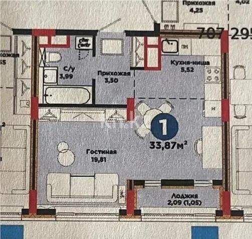 Продажа 1-комнатной квартиры, 34 м² - Продажа недвижимости в Казахстане - страница 21 фото 1 из 1