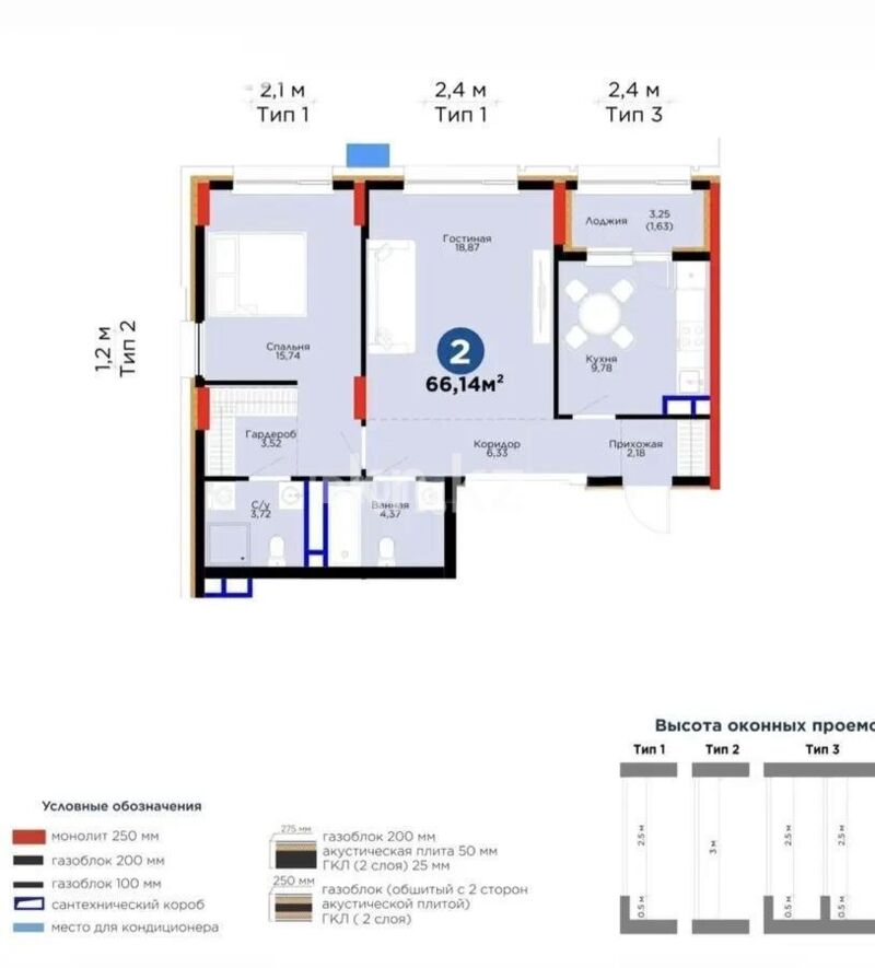 Продажа 2-комнатной квартиры, 66.14 м² - Продажа двухкомнатных квартир в Астане - страница 11 фото 1 из 1